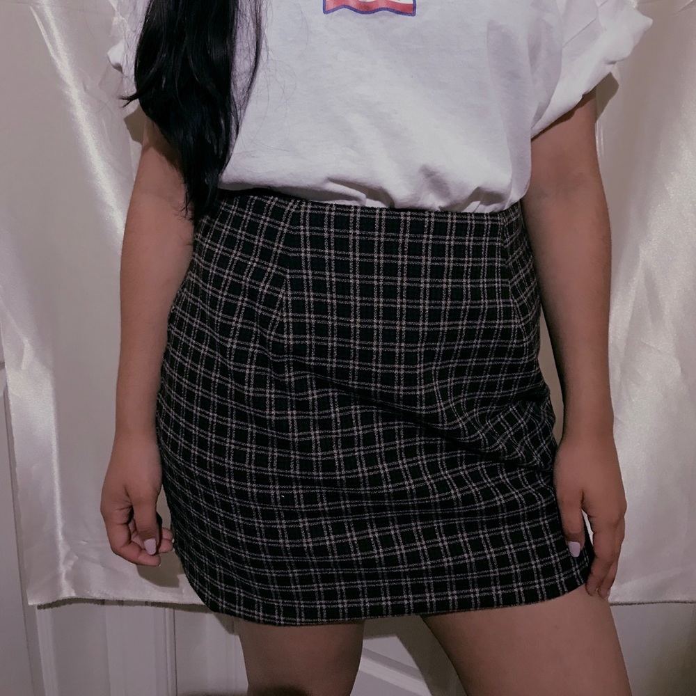 Brown plaid skirt